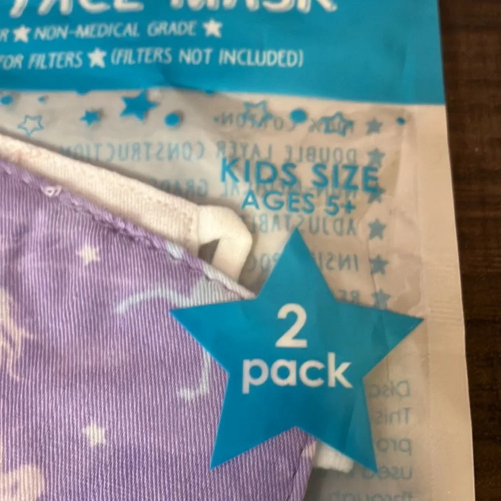 Unicorn Kids face masks NWT set of 2